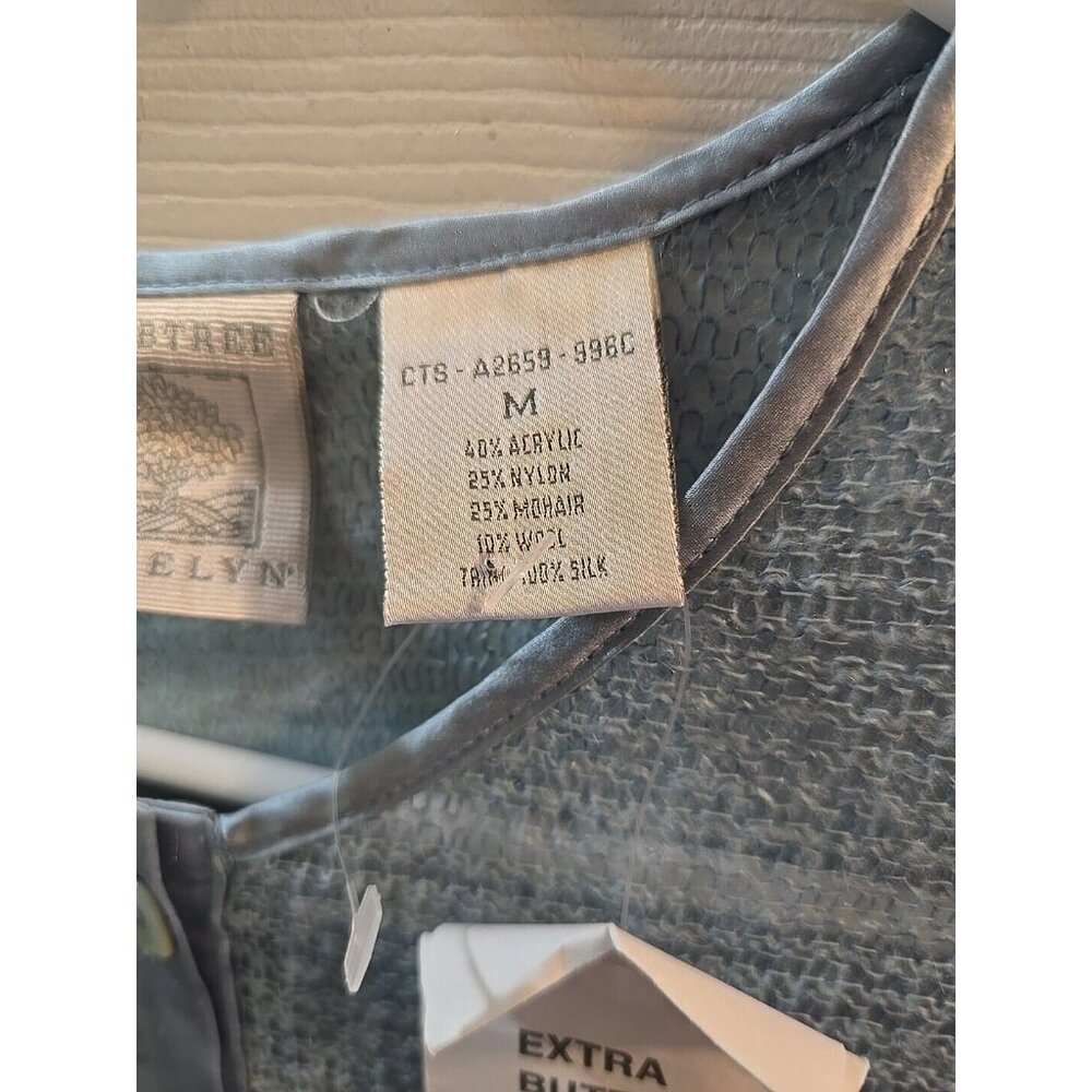 crabtree evelyn NWT Mohair, Wool, Silk Blend Cardigan Sweatee Dusty Blue. Medium - Picture 12 of 15